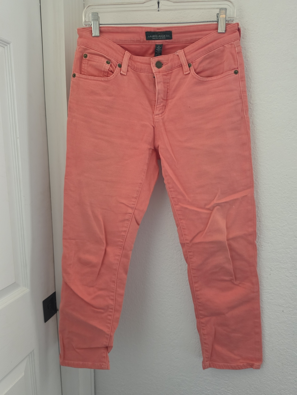 Lauren Ralph Lauren Slim Coral-Peach Skinny Jeans